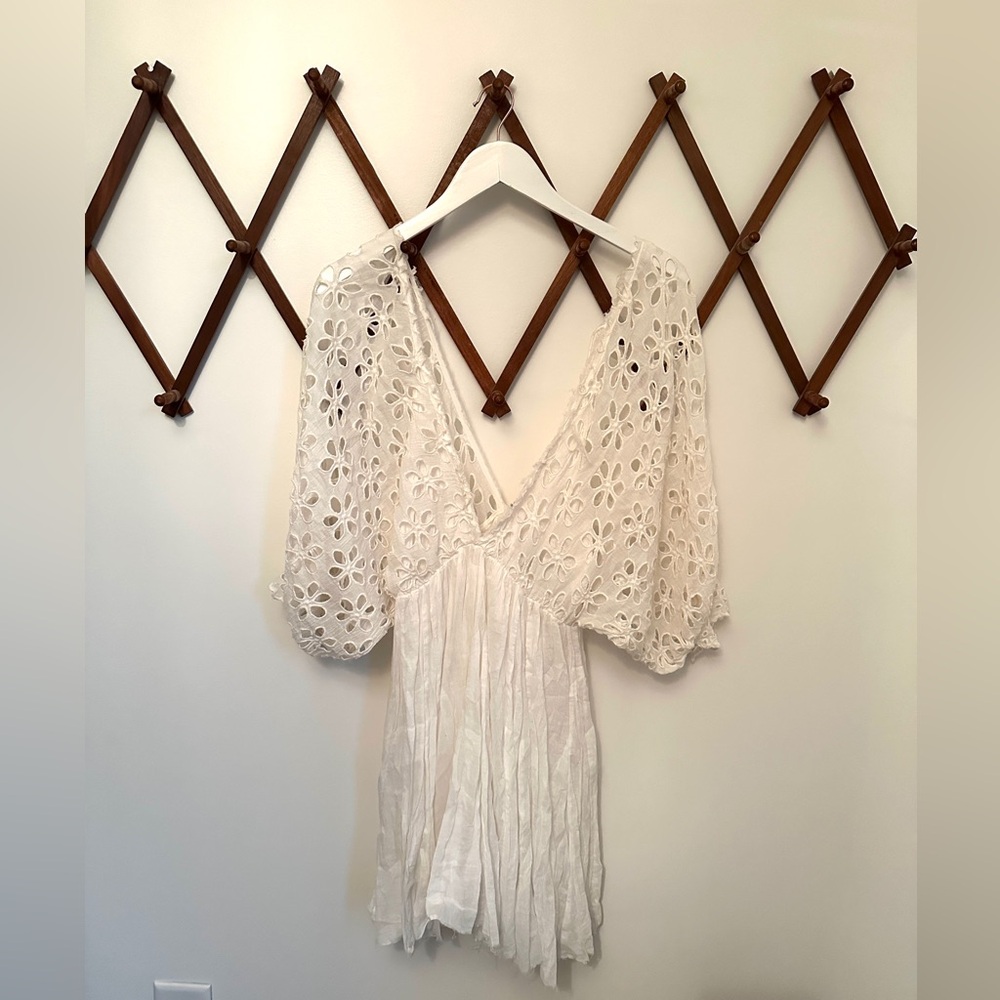 Free People Cream Floral Eyelet Dress